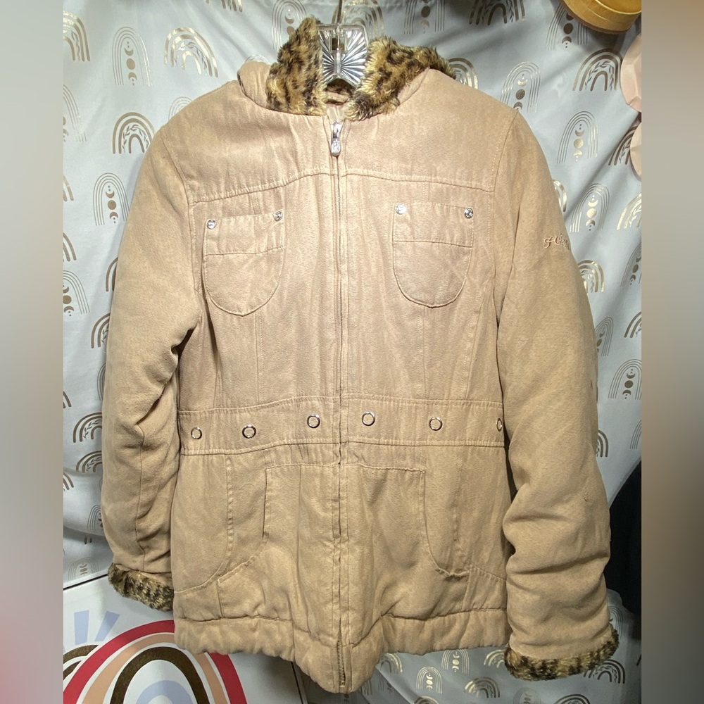 Cozy Tan Kids Puffer Jacket with Faux Fur Trim